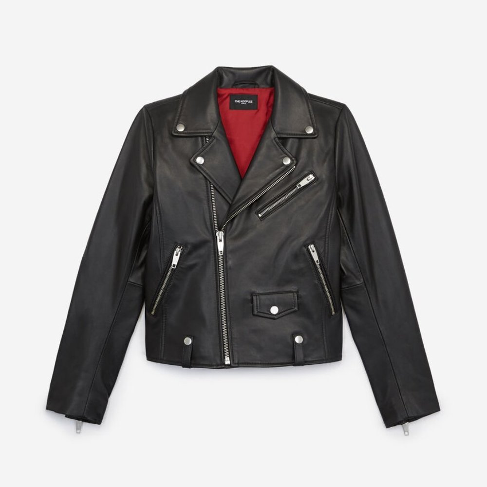 The Kooples Black leather biker jacket with zips Size 1/Small